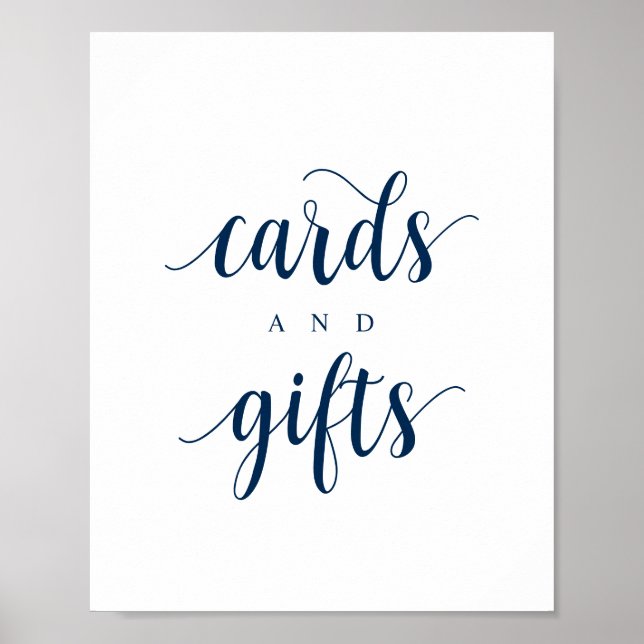 Modern Rustik, Marinblå, Bröllopskort och Gåvor Poster (Framsidan)