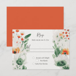 Modern Rustik Orange Grön Akvarell Blommig OSA Kort