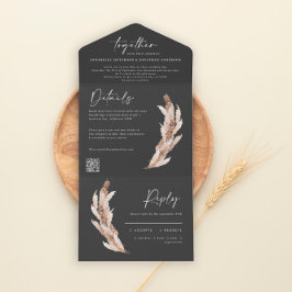 Modern rustik pampas eucalyptus bröllop QR-kod