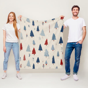 Modern Rustik Skogsträdmönster Fleecefilt