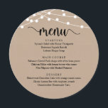 Modern Rustik-skript, String Ljus Bröllop-middag Meny<br><div class="desc">Modern Rustic-skript,  i brunkol,  ljus-strängsschema,  Bröllop Middag Menu. Ett perfekt-menykort för din stora dag. Du kan ändra skriptteckensnittet färg och ändra menyn innehåll och typsnitt för att uppfylla dina behov. Den här designen kan användas till din födelsedag,  årsdag och andra firande.</div>