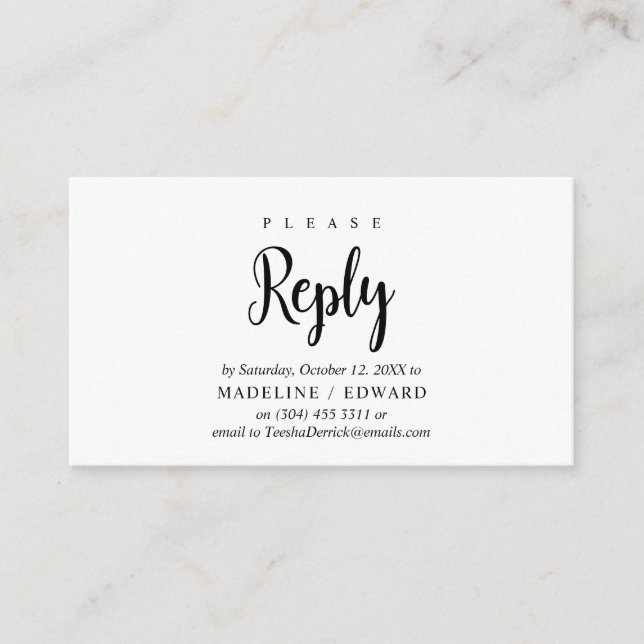Modern Rustik, Svart Skrift, RSVP svara Tilläggskort (Framsida)