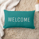 Modern rustik teal blue Welcome Lumbarkudde<br><div class="desc">Modern blått välkomstkudde i rustik. Du kan enkelt ändra texten.</div>
