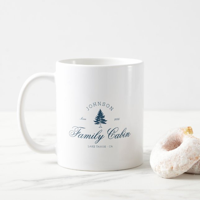 Modern Rustik Träd Familj Stuga Besättning Preppy  Kaffemugg (Med munk)