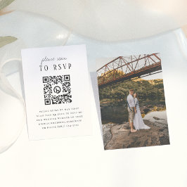 Modern Rustik Typ Foto QR-kod Bröllop RSVP Tilläggskort