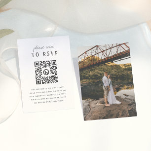 Modern Rustik Typ Foto QR-kod Bröllop RSVP Tilläggskort