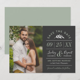 Modern Rustik Typography Photo Save Date Invit Inbjudningar