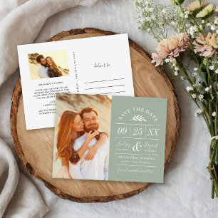 Modern Rustik Typography Photo Save the Date Meddelande Vykort