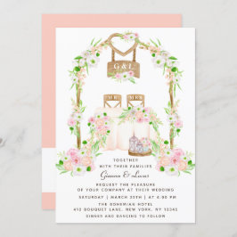 Modern Rustik Watercolor-Blommigt utomhus Bröllop Inbjudningar