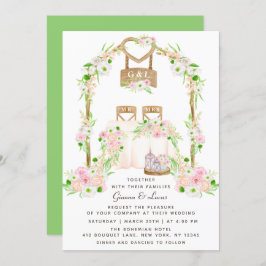 Modern Rustik Watercolor-Blommigt utomhus Bröllop Inbjudningar