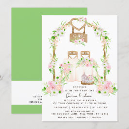Modern Rustik Watercolor-Blommigt utomhus Bröllop Inbjudningar