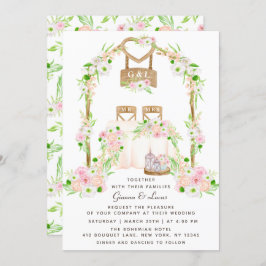Modern Rustik Watercolor-Blommigt utomhus Bröllop Inbjudningar