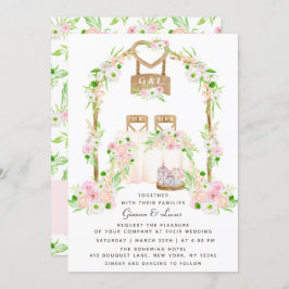 Modern Rustik Watercolor-Blommigt utomhus Bröllop Inbjudningar