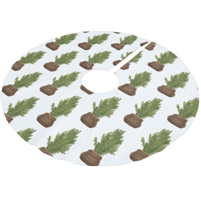 Modern Rustik Watercolor Julgran Helgdag Julgransmatta Borstad Polyester (Vinklad)