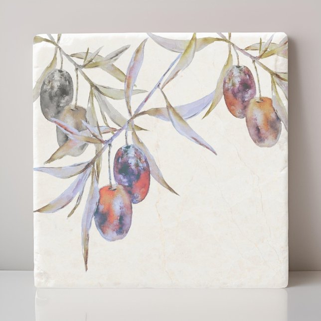 Modern Rustik Watercolor Olive Gren Stenunderlägg (Skapare uppladdad)