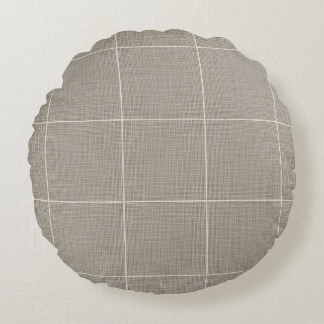 Modern Rustik Windows-fönsterruta, inlagt Linen-Gr Rund Kudde (Framsidan)