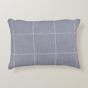 Modern Rustik Windows-fönsterruta, ritad Linen Blu Prydnadskudde