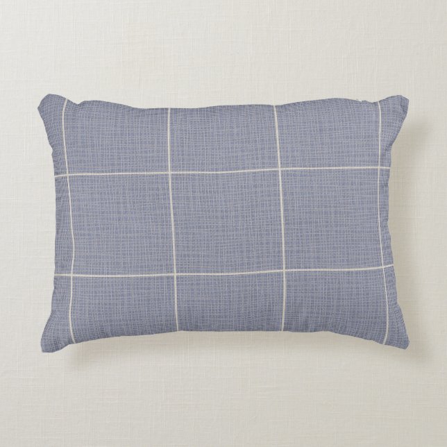 Modern Rustik Windows-fönsterruta, ritad Linen Blu Prydnadskudde (Framsidan)