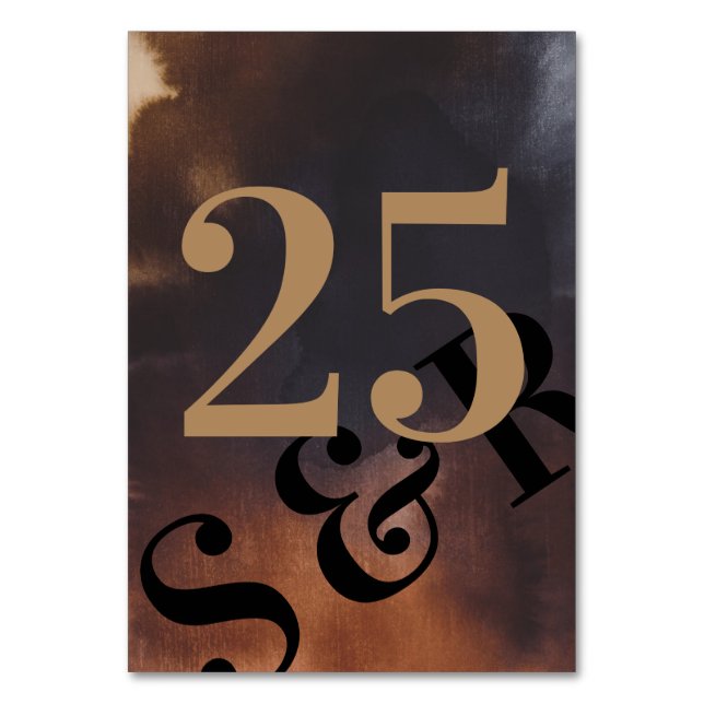 Modern Rusty Art Big Monogram fet, enkelt Bröllop Bordsnummer (Framsidan)
