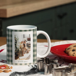 Modern rutgrön randig rustik jul fotokalender jumbo mugg