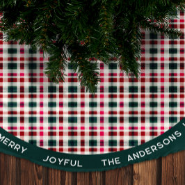 Modern Rutig Jul | Glad Merry Glädjande Julgransmatta Borstad Polyester