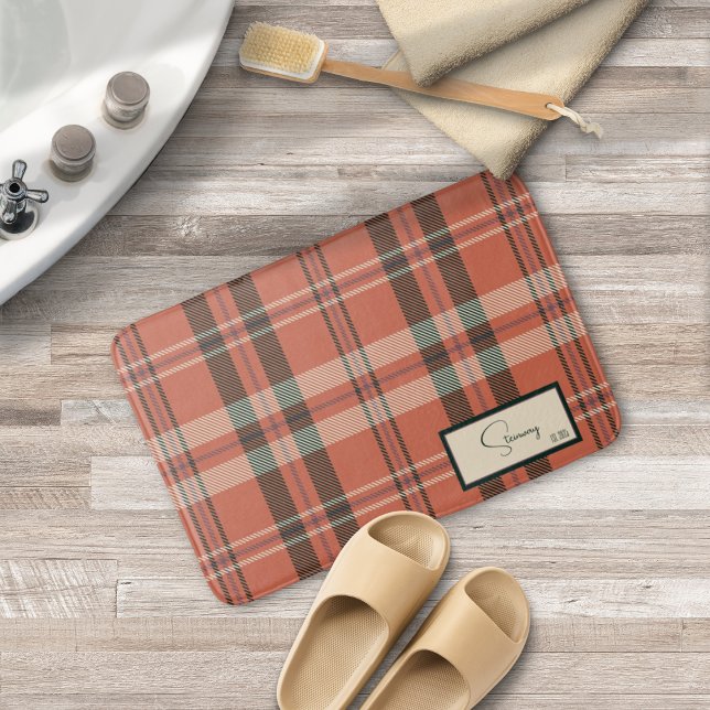 Modern Rutig Korallbadmatt Badrumsmatta (Skapare uppladdad)