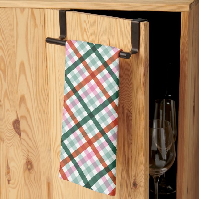 Modern rutig mönster jul  kökshandduk (Thirds Fold)
