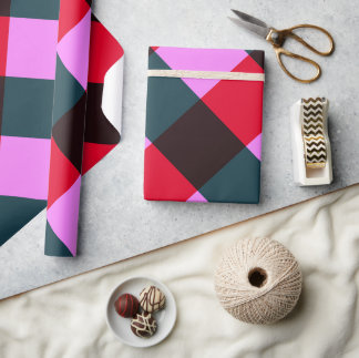 Modern Rutigt Inpackningspapper Presentpapper
