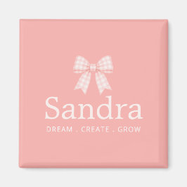 Modern Rutigt Rosa Band Namn Citat Magnet