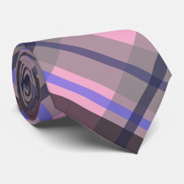 Modern rutmönstrad blå rosa svart mönster slips