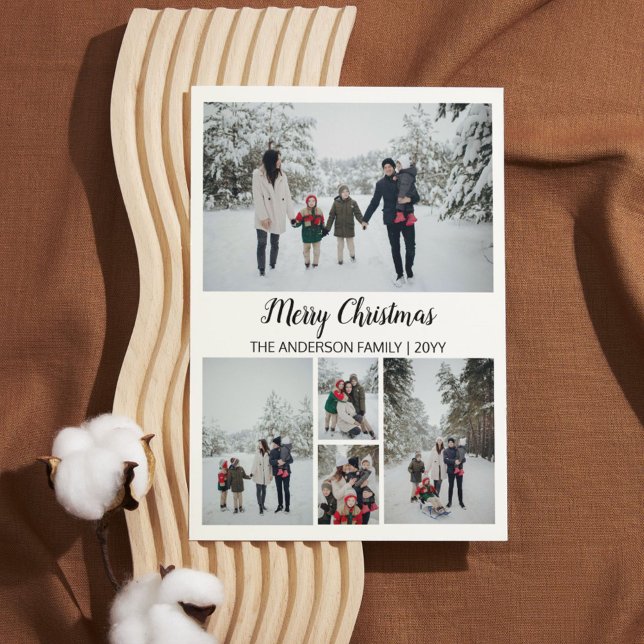 Modern Rutnät Julen Merry Christmas (Modern Grid Photo Merry Christmas Holiday Card)