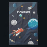 Modern Rymden-aktivitet i Galaxy Kökshandduk<br><div class="desc">Kökshandduk från Cute rymden kan du lägga till ett namn för att göra det personligt. Ta en titt på de andra föremålen i den här samlingen nedanför som dekorativ kudde för att matcha coolans kökshandduk. Lägg till ett namn genom att klicka på länken "Personalisera" ovan</div>