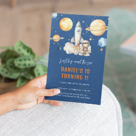 Modern Rymden Planets Boy Första födelsedag Inbjudningar