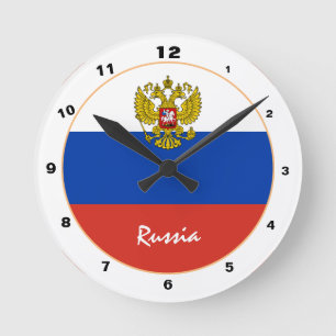 Modern rysk Flagga, Rysslands patriotiska hem/desi Rund Klocka