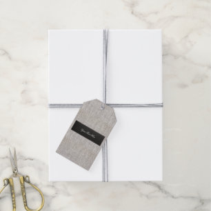 Modern säckväv presentetikett