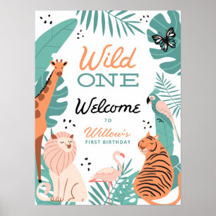 Modern Safari Animals Vild Ett välkomstPoster Poster
