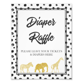 Modern Safari Baby Shower Diaper Raffle Game Fototryck