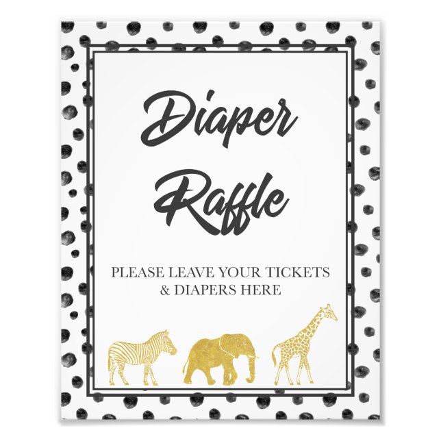 Modern Safari Baby Shower Diaper Raffle Game Fototryck (Framsidan)
