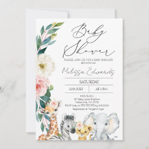 Modern Safari Boho Blommigt Baby Shower Inbjudningar