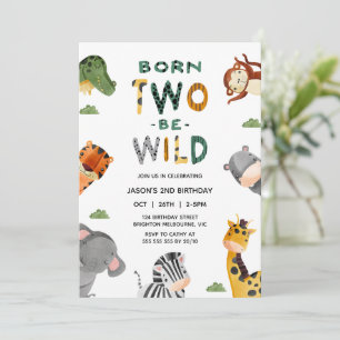 Modern Safari Born 2:a Vilden 2:a födelsedagen Inbjudningar