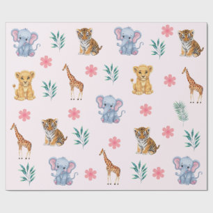 Modern Safari Djur i djungeln elefant Tiger Lejon Presentpapper