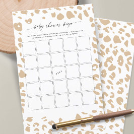 Modern Safari-djurskrivare Baby Shower Bingo