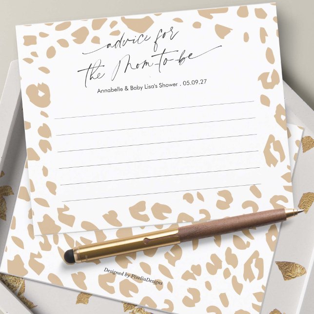 Modern Safari Gender Neutral Adress for mamma (Safari Themed, Gender Neutral Baby Shower Advice for mommy cards.)