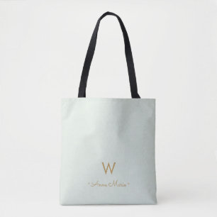 Modern Safirgrön Guld Script Monogram Tygkasse