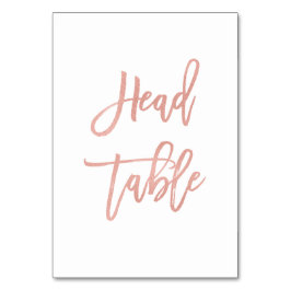 Modern saga manus roséguld bröllopshuvud bordsnummer