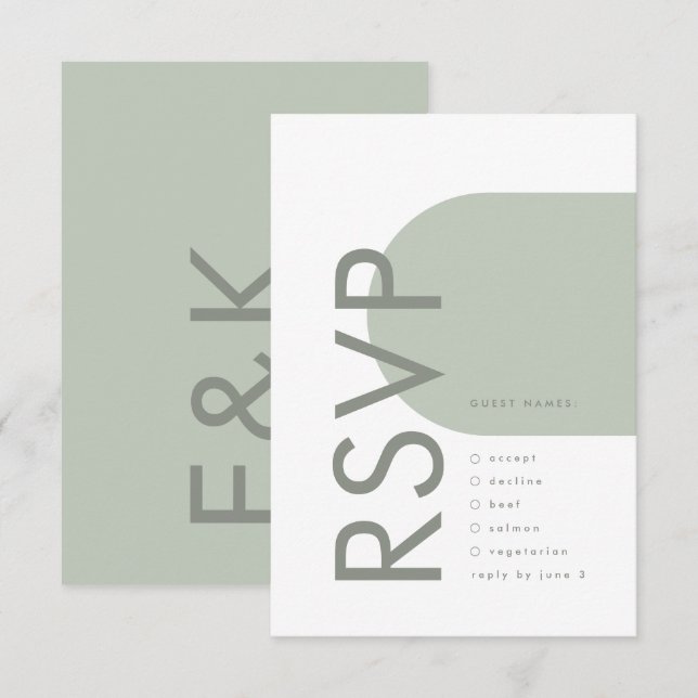 Modern Sage Båge Moss Abstrakt Japandi Minimalism OSA Kort (Fram/baksida)