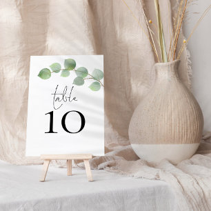 Modern Sage Eucalyptus Script Bröllop Bordsnummer