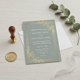 Modern Sage Green and Gold Foil Botanical Elegant Inbjudningar