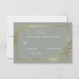 Modern Sage Green and Gold Foil Botanical Elegant OSA Kort