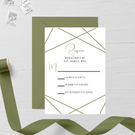 Modern Sage Green and White Geometric Wedding OSA Kort